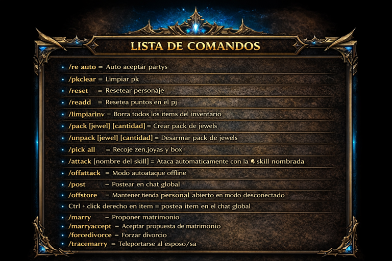 Lista de Comandos